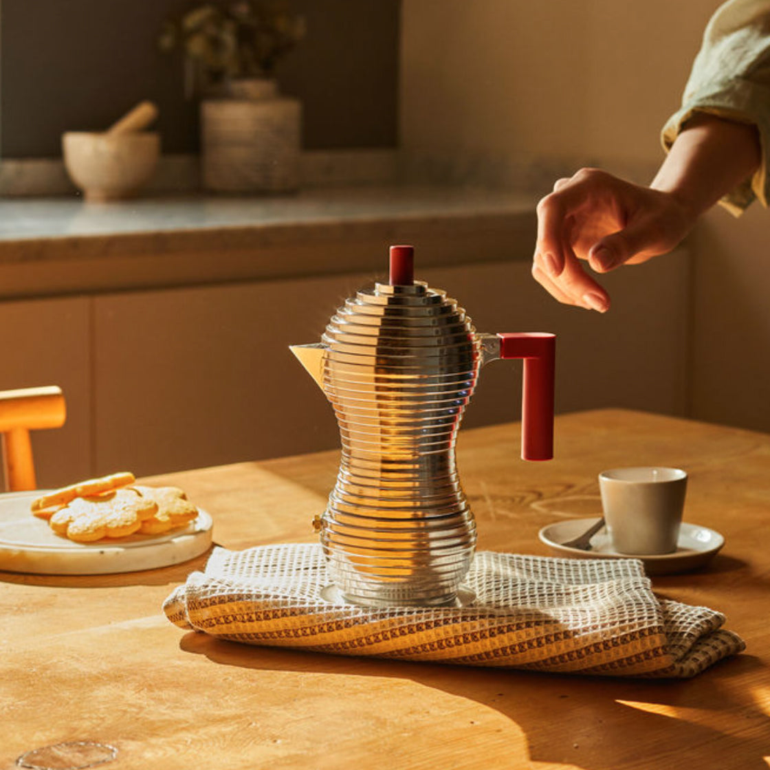 Mokkabrygger Pulcina Aluminium Rød Large 6 Kopper - By Alessi