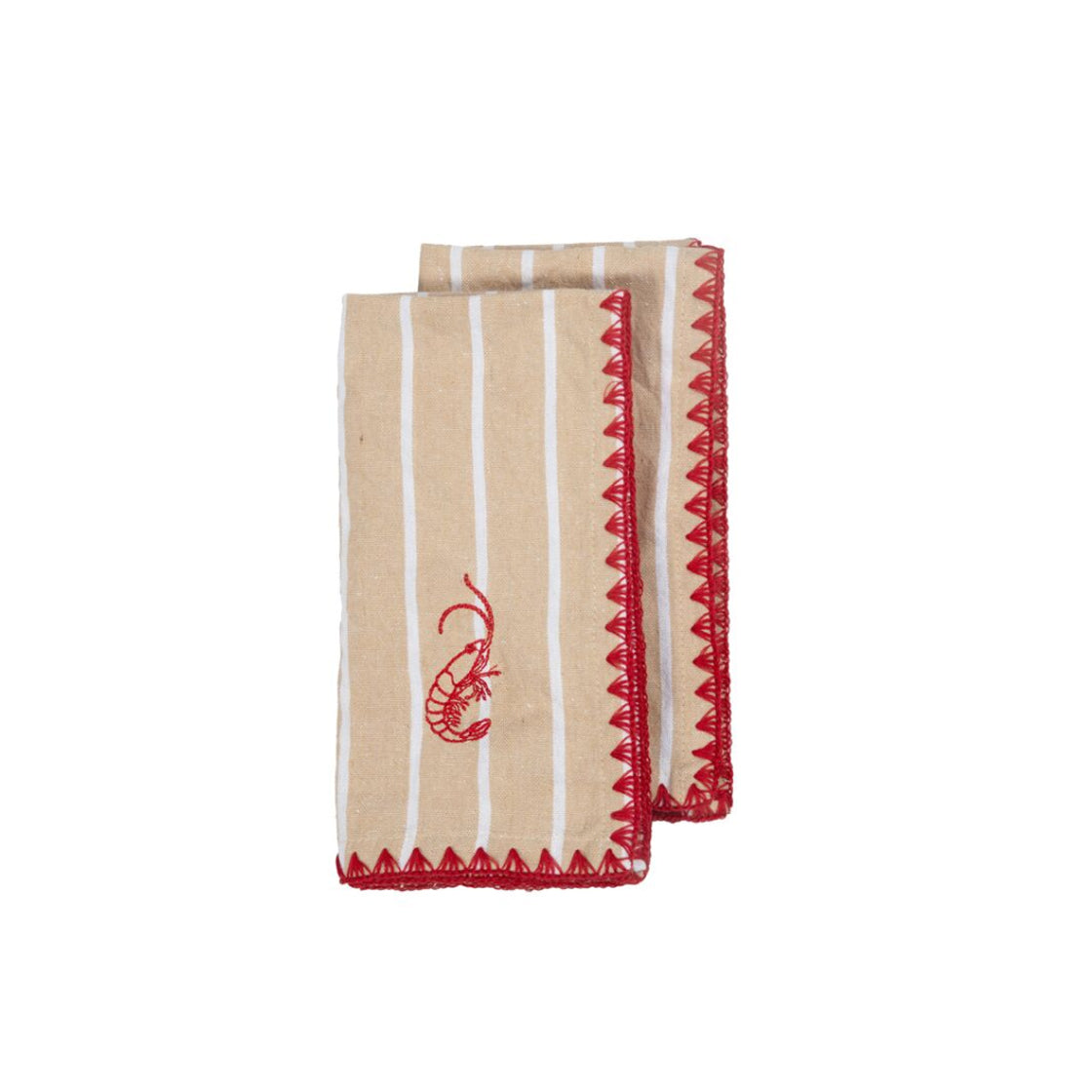 Kjøkkenhåndkle Bubba Sett 2 stk. Beige/Rød - By ByOn