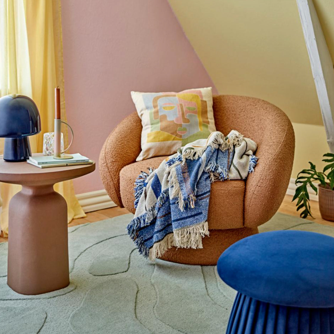 Paddy Bordlampe Mørk Blå - By Bloomingville