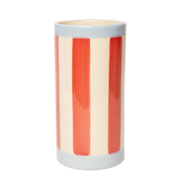 Vase Keramikk Stripete Rød/Lys Blå - By Cést Bon