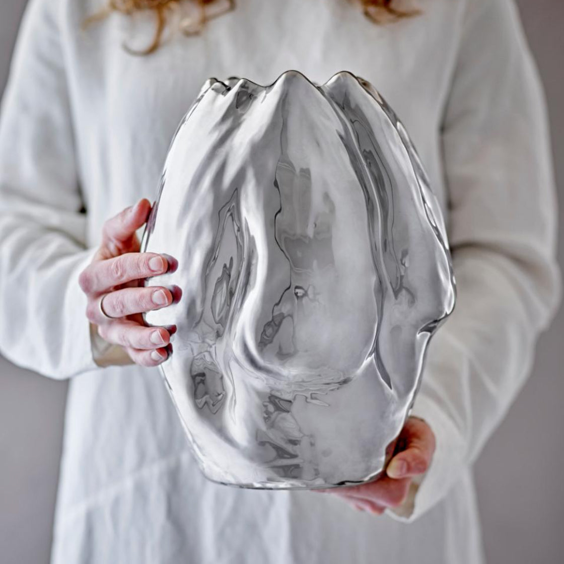 Bobby Vase Sølv Steintøy - By Bloomingville