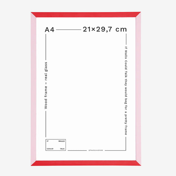 Ramme Harlekin Rød/Rosa A4 Glass - By If Walls Could Talk