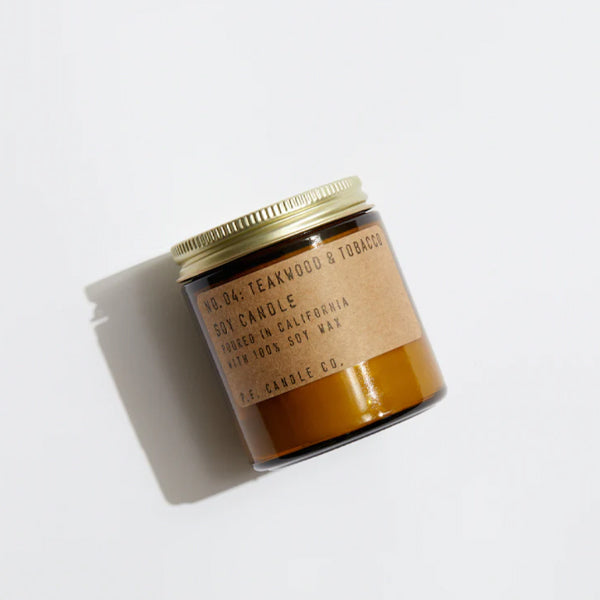 Teakwood and Tobacco Soya Candle Small 99 Gr. - By P.F. Candle Co.