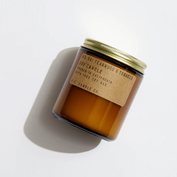 Teakwood and Tobacco Soya Candle Standar 204 Gr. - By P.F. Candle Co.