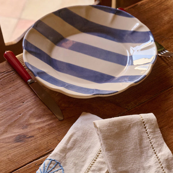 Middagstallerken Striper Mørk Blå/Hvit  - By Pick A Poppy