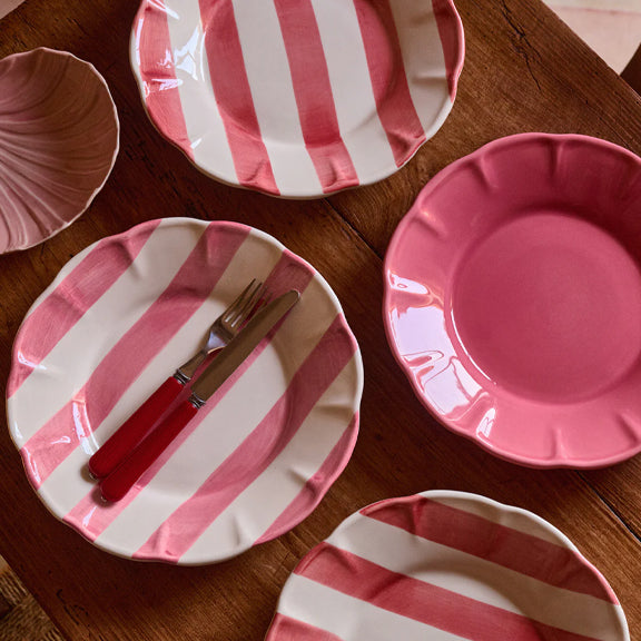 Middagstallerken Striper Rød/Hvit  - By Pick A Poppy