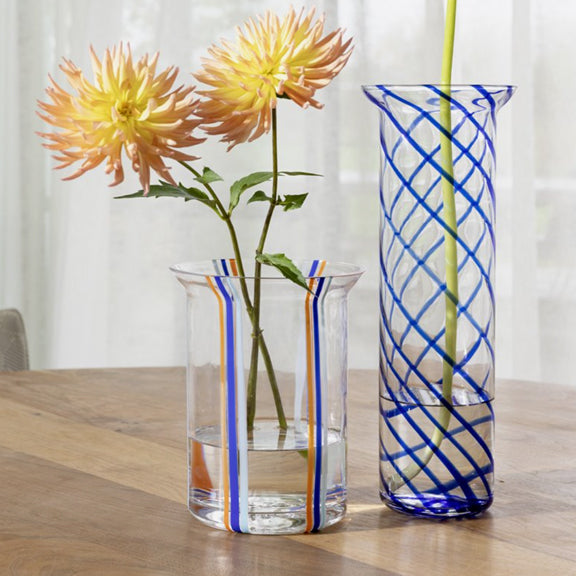 Vase Yogu Stripe Blå/Orange - By &Klevering