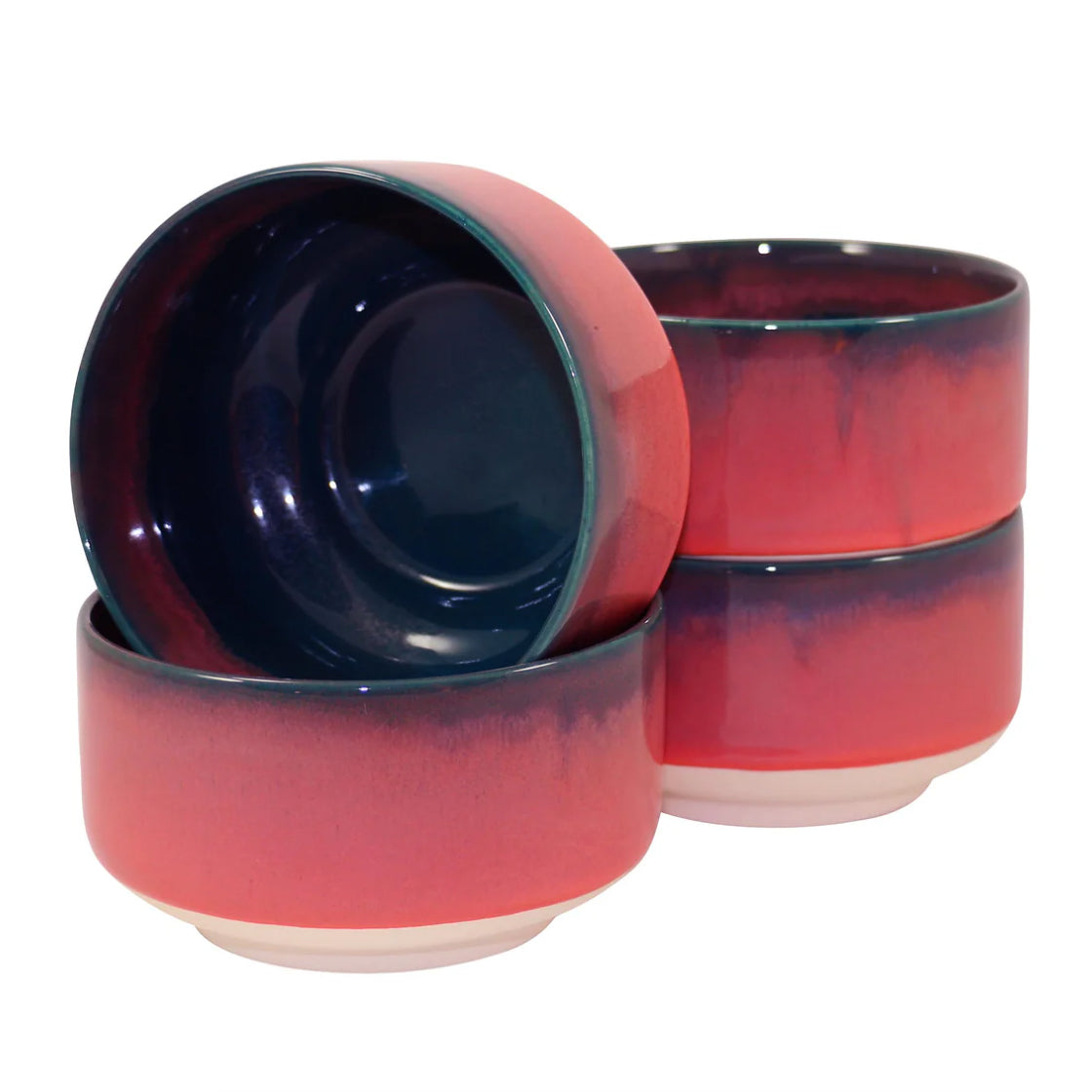 Munch Bowl Cobra - By Studio Arhoj keramikkbolle med rød og mørk blå glasur og stødig, flat fot i moderne design