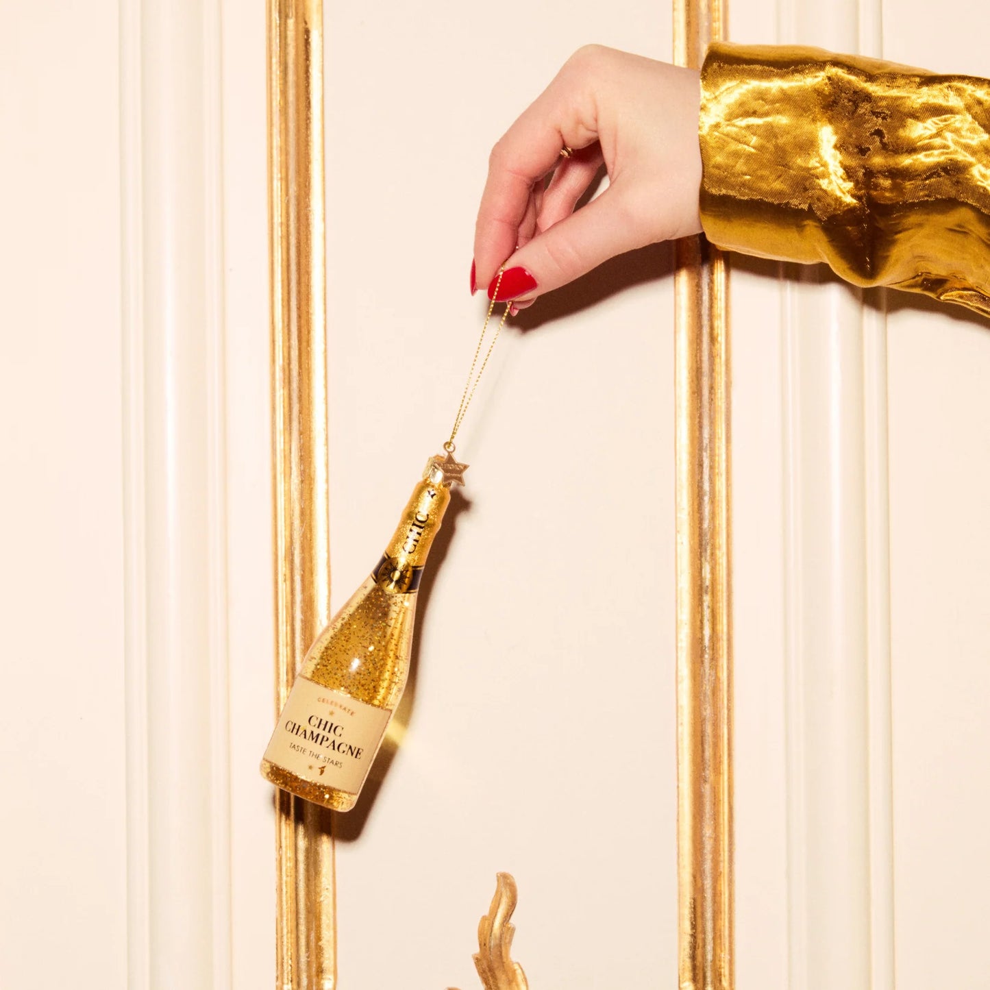 Julekule glitrende Champagneflaske - av Vondels