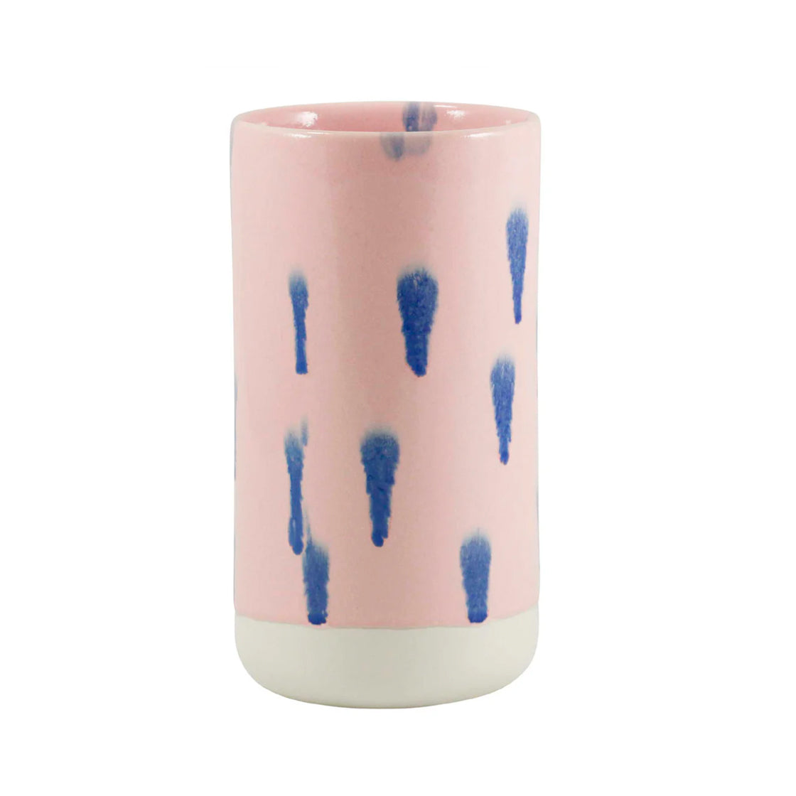 Stash Jar Highland Flora - By Studio Arhoj porselenskrukke med rosa glasur og blå dekorative drypp detaljer