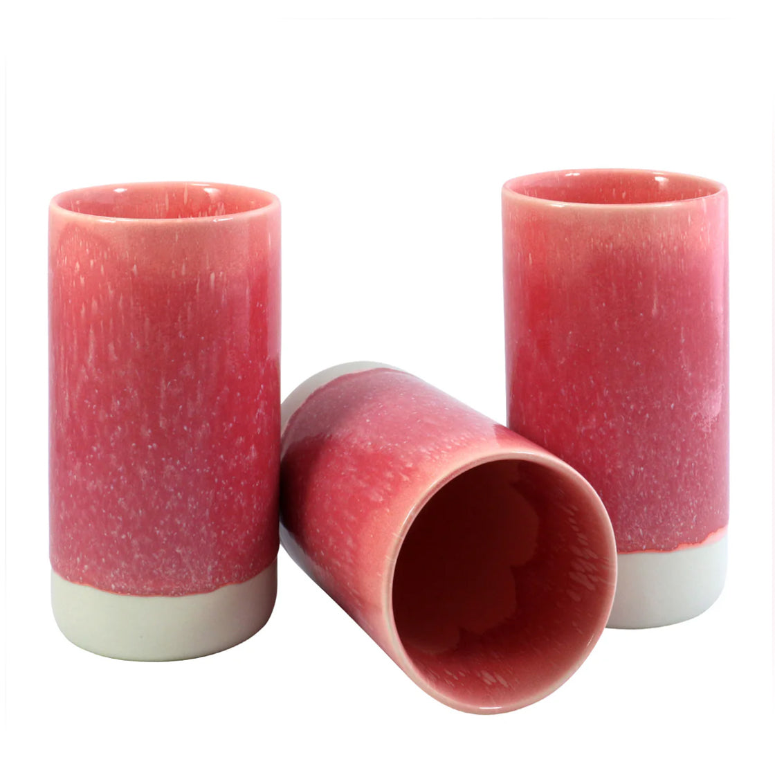 Stash Jar Red Raspberry Sorbet - By Studio Arhoj porselenskrukke med rødrosa glasur og hvit bunn i håndlaget design