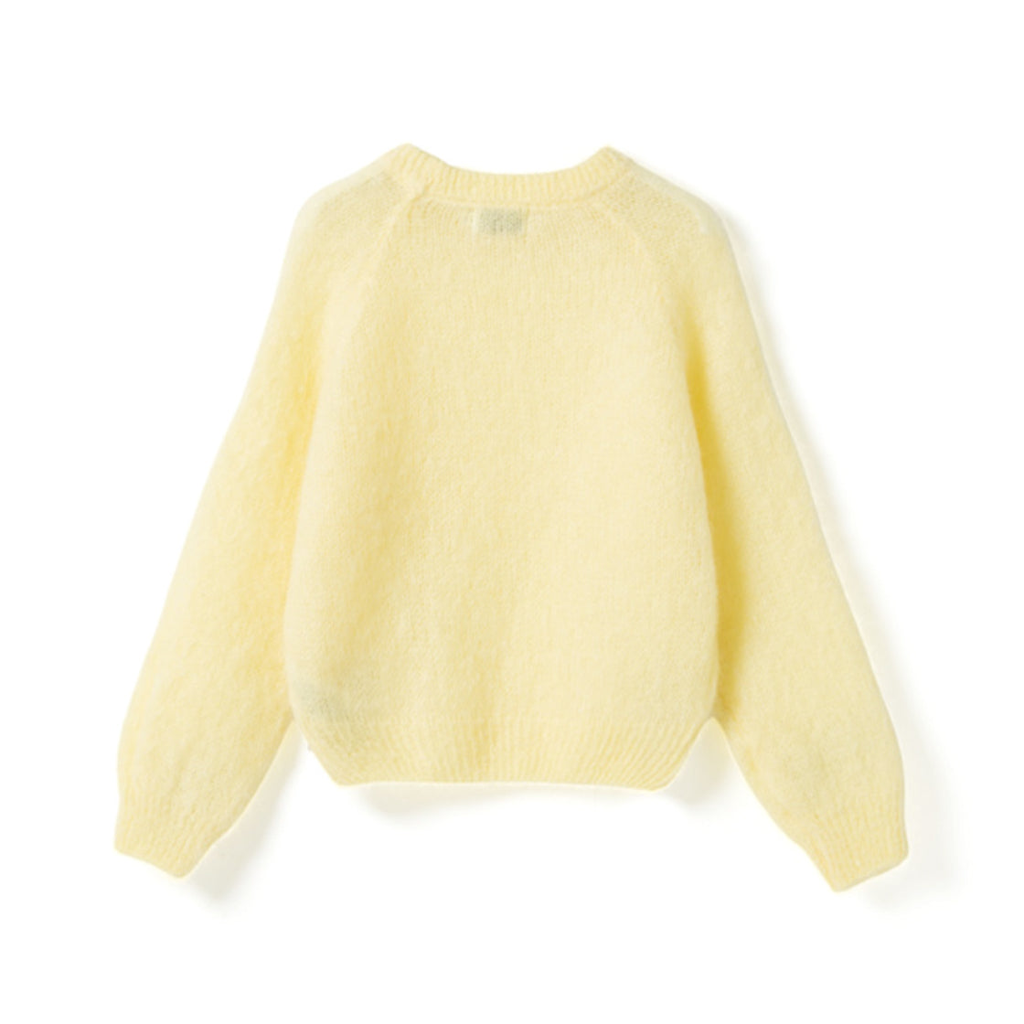 Genser Latora Light Yellow - By Noella i myk mohairblanding med løs passform og rund hals i lys gul farge