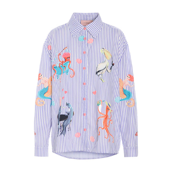 Skjorte Nessie Blå Striper/Kunsttrykk - By Hunkön