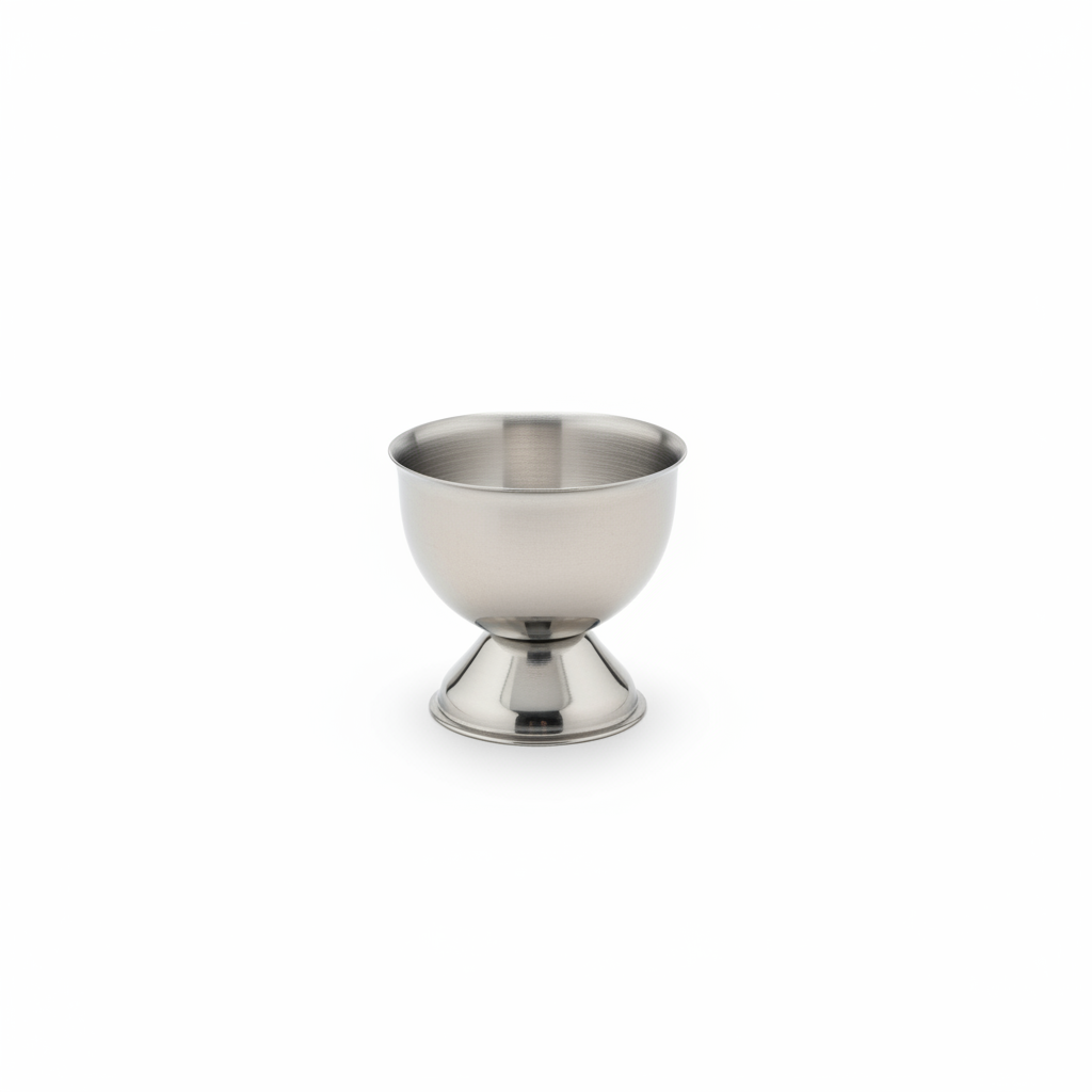 Eggeglass i stål - by Heim Design i rustfritt stål med enkel og tidløs form på hvit bakgrunn