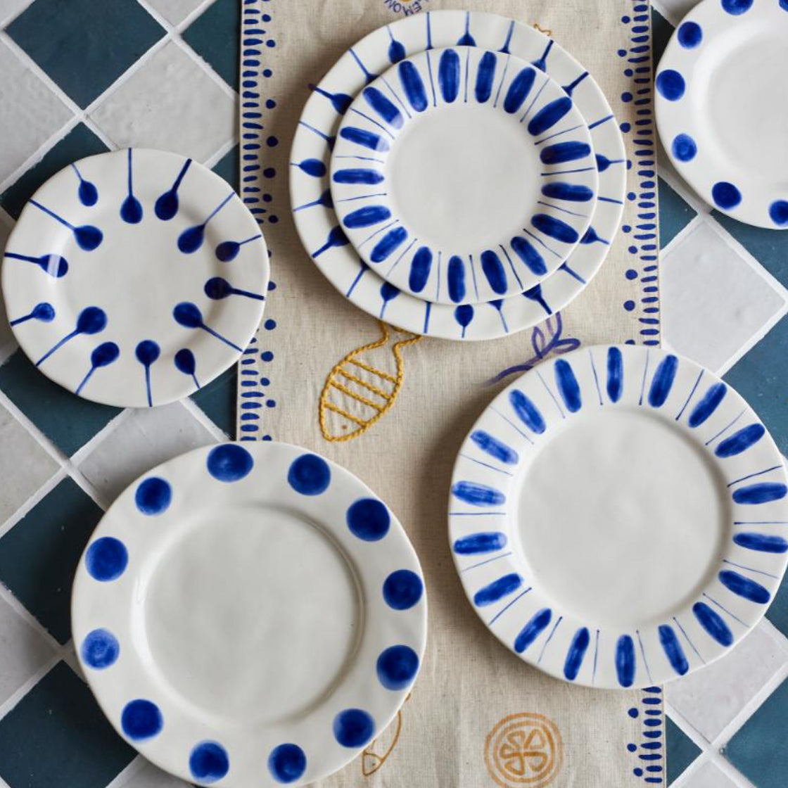 Frokosttallerken Linora Steintøy Blå Detaljer - By Bloomingville