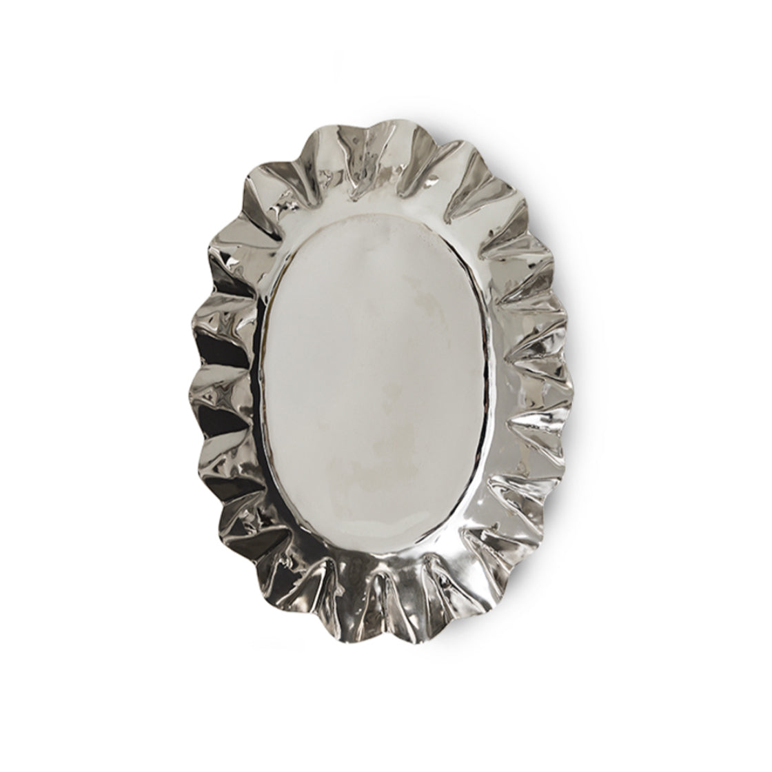 Chrom Serveringsfat Medium - By HK Living med skulpturell kromfinish og elegant design som kombinerer funksjon og dekorasjon