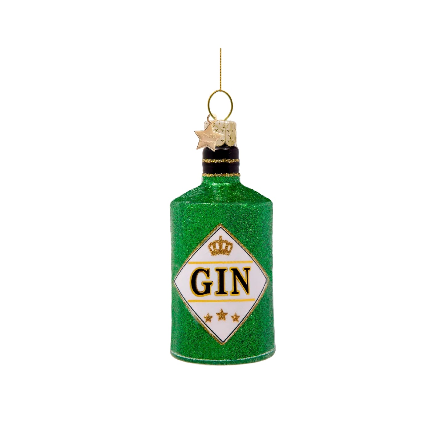 Grønn Ginflaske Julekule - av Vondels