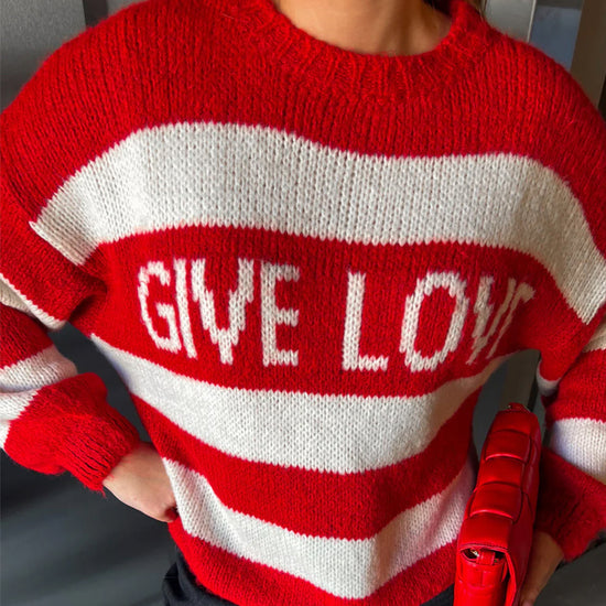 Give Love Knit Red Ivory Stripe - By Noella