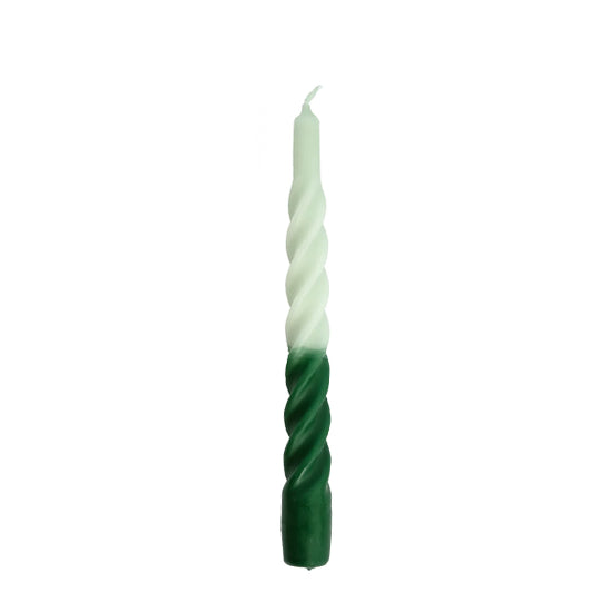 Twisted Candle Light  and Dark Green 21 cm - By Kunstindustrien