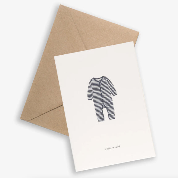 Postkort Baby Onesie/Hello World - By Kartotek Copenhagen