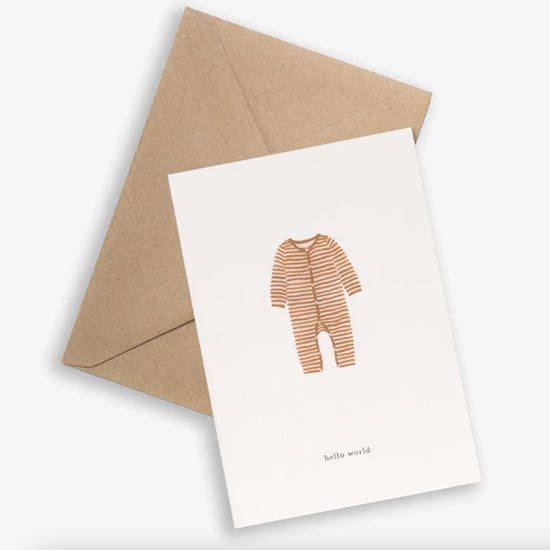 Postkort Baby Onesie/Hello World - By Kartotek Copenhagen