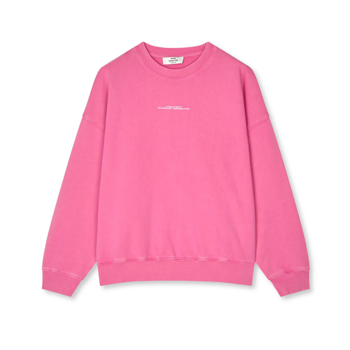 Compact Cotton Atli Sweatshirt - By Mads Nørgaard i rosa farge med rund hals og logo trykk foran