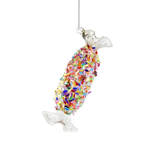 Julepynt i Glass med Paljetter Avlang - By ShiShi