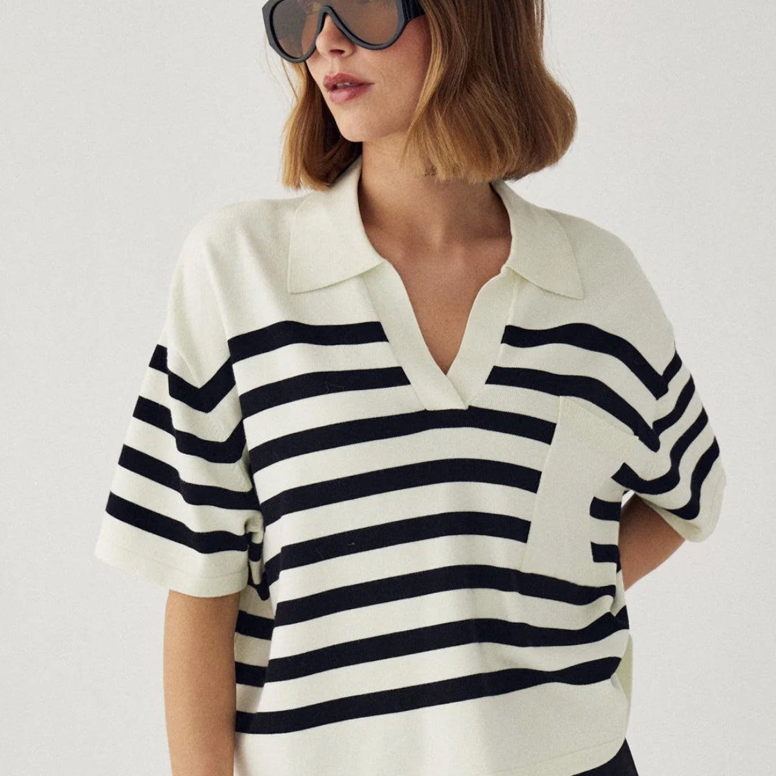 Topp Maryann Knit Darryll Black Stripe - By Noella