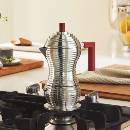 Mokkabrygger Pulcina Aluminium Rød Small  3 Kopper - By Alessi