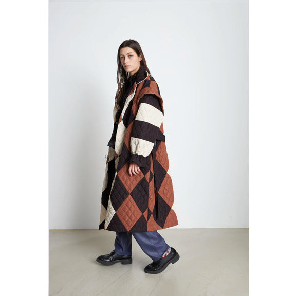 Mathine Quilted Long Coat Nude - By Stella Nova