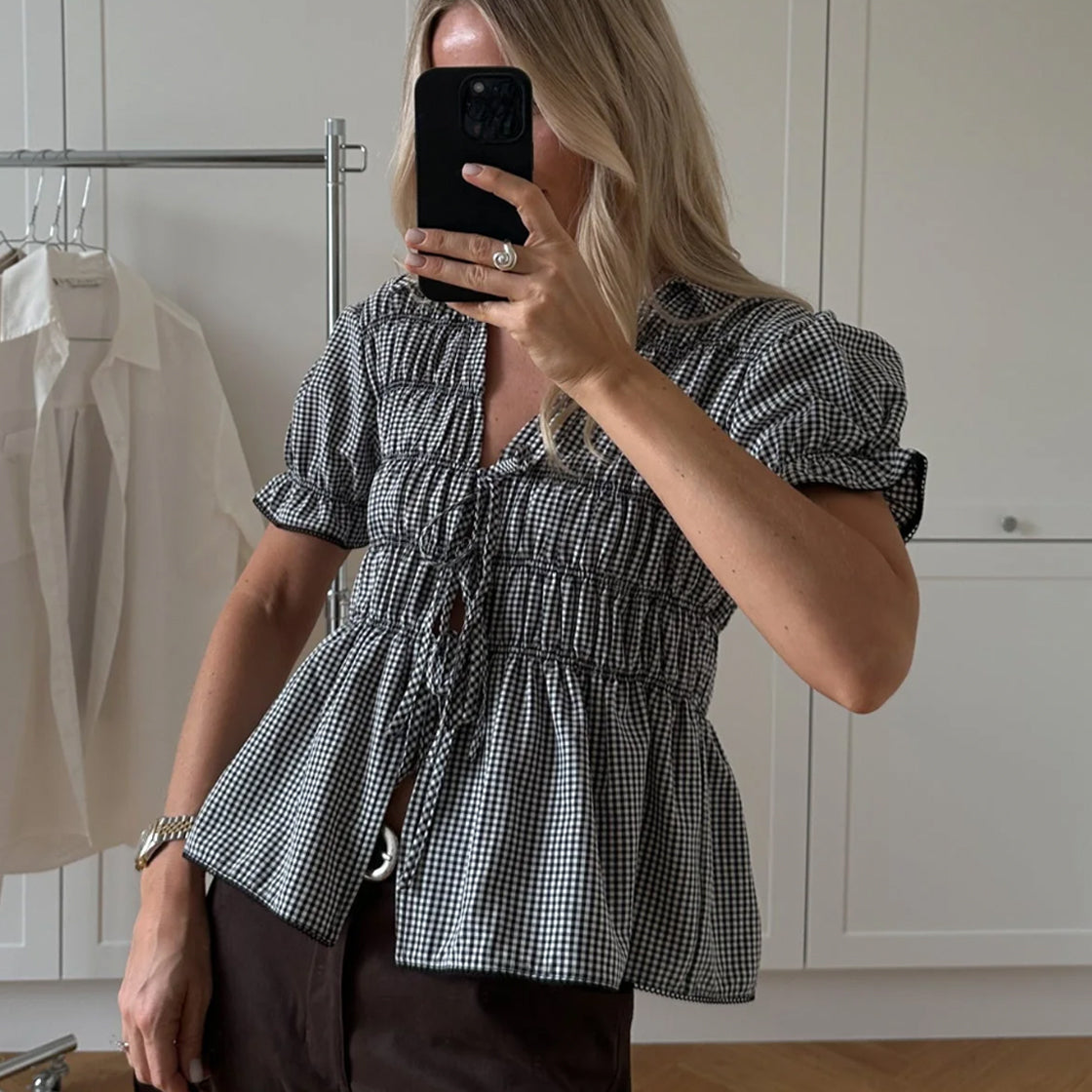 Bluse Marty Darlyn Black Check- By Noella