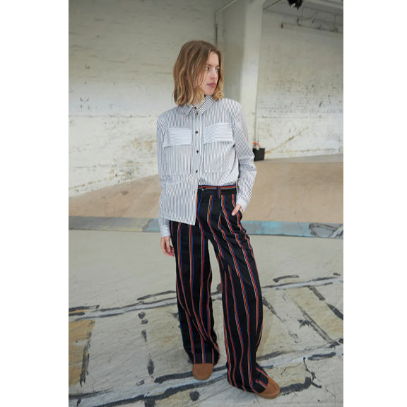 Load image into Gallery viewer, Cotton Pants With Embroidered Stripes - By Stella Nova
