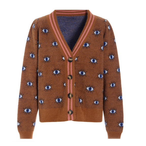 Lilou Cardigan Brun/Mønster  - By Hunkön