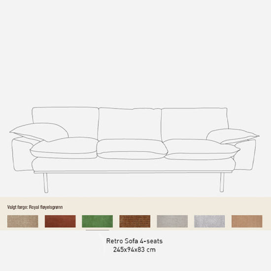 Retro Sofa 4-Seter Royal Grøn - By HK Living