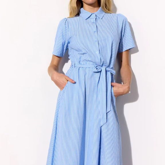 Kjole Gudrun Blå Striper - By Hunkön