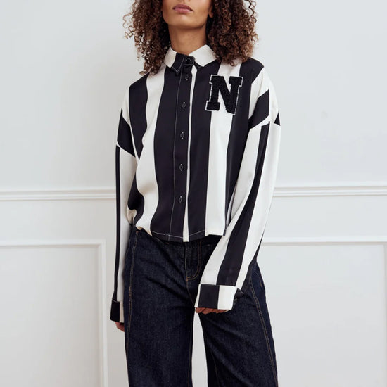 Liara N Shirt Black /Ivory Stripe - By Noella