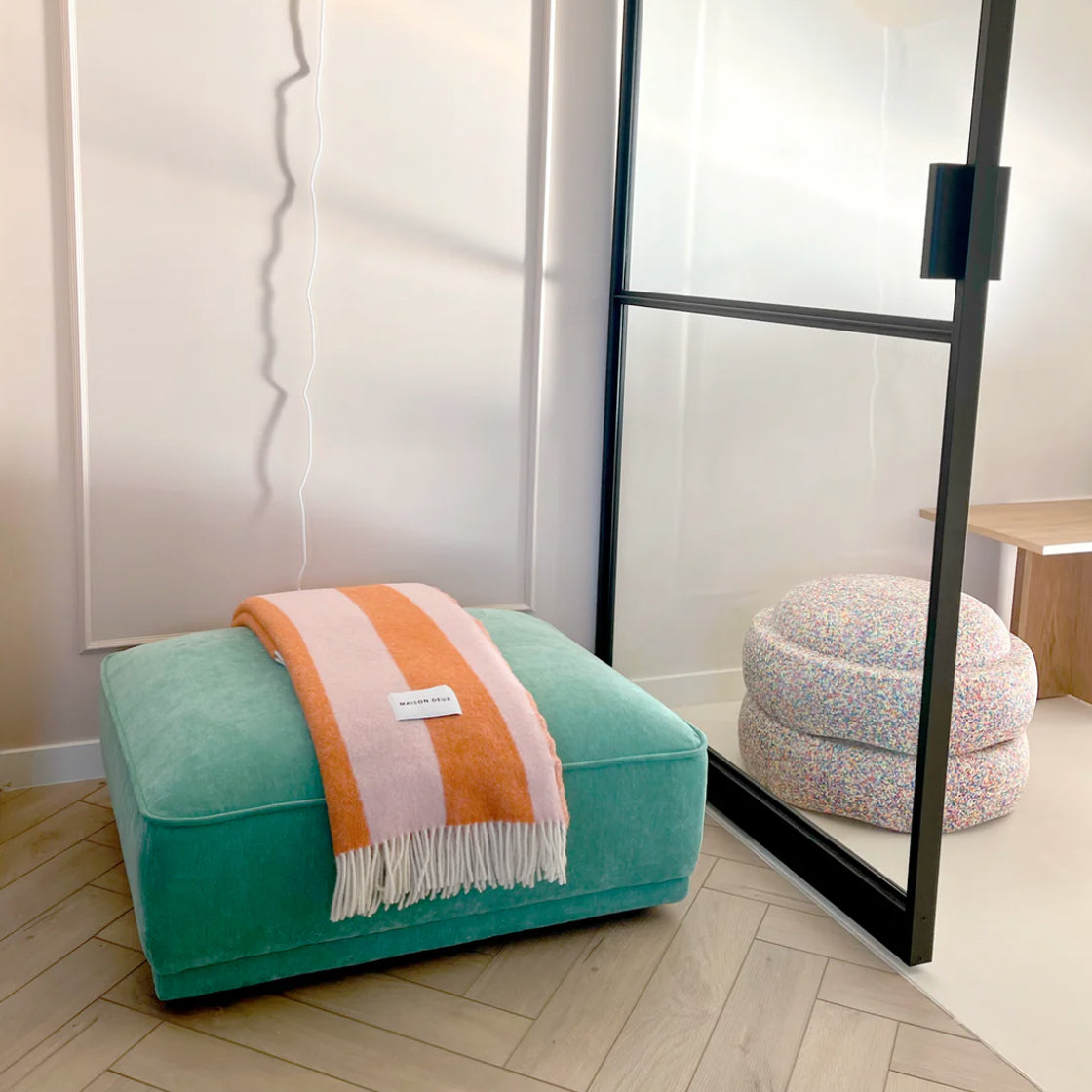 Ullpledd Striper rosa/Orange - By Maison Deux