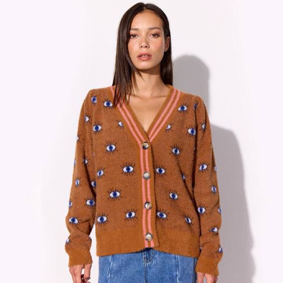 Lilou Cardigan Brun/Mønster  - By Hunkön