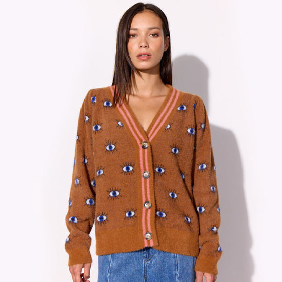 Lilou Cardigan Brun/Mønster  - By Hunkön