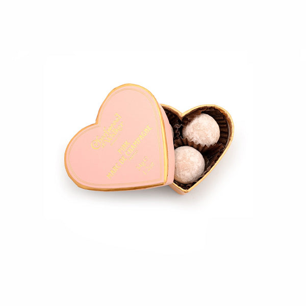 Pink Marc de Champagne Chocolate Truffles Pink Mini Heart - By Charbonnel Et Walker