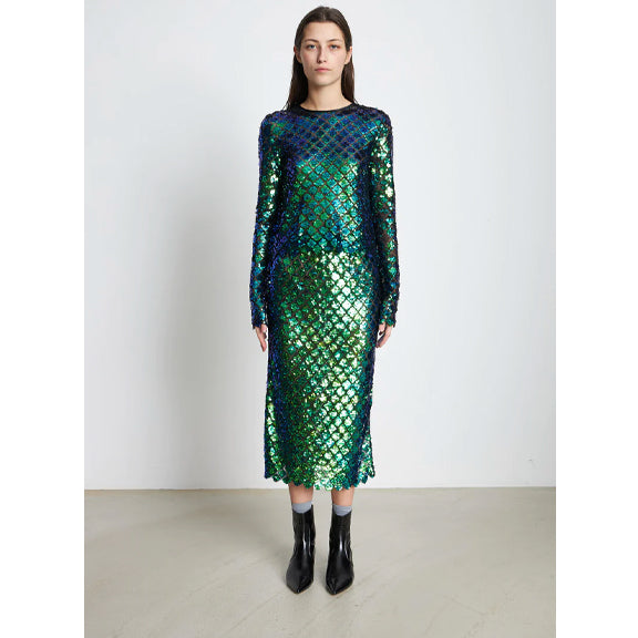 Load image into Gallery viewer, Dolores Sequin Skirt Aqua Blue - By Stella Nova
