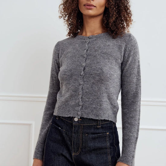 Lya Knit Cardigan Grey Melange - By Noella