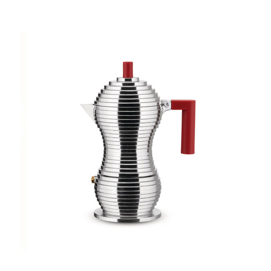 Mokkabrygger Pulcina Aluminium Rød Small  3 Kopper - By Alessi