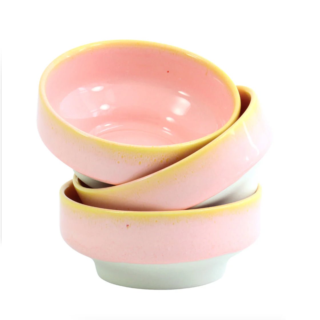 Dip Dish Pink Grape - By Studio Arhoj liten keramikk-skål med rosa glasur og gul kant, stabil og funksjonell design