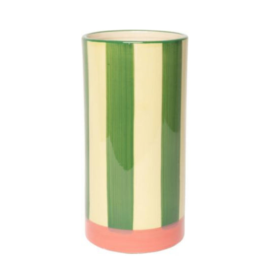 Vase Keramikk Stripete Grøn/Rosa - By Cést Bon