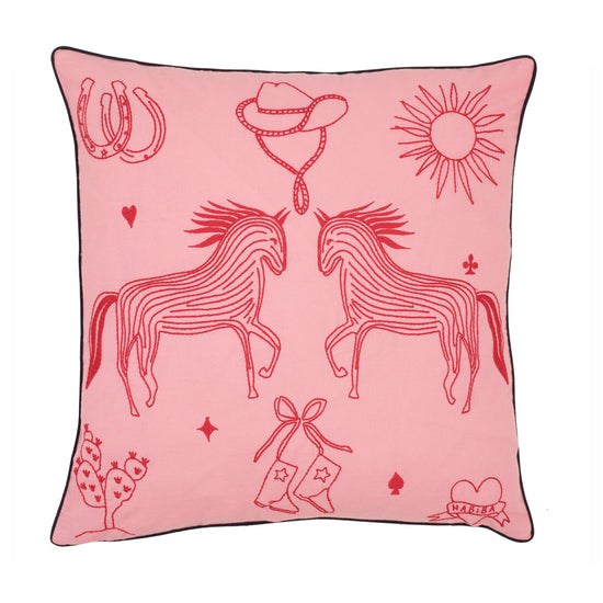 Polly Broderi Puter/M Fyll Flamingo - By Habiba