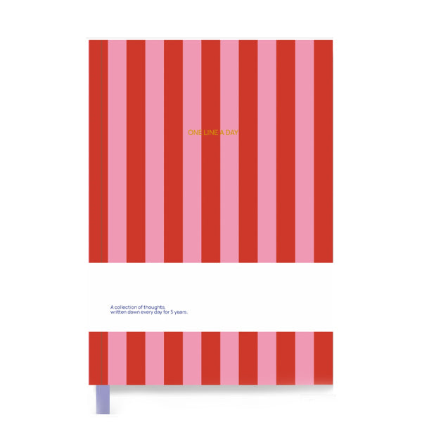 Notatbok One Lina A Day Rosa/Rød Striper - By A-Journal Collection