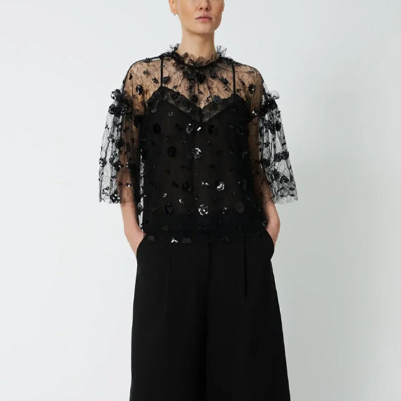Topp Paljetter Mesh Sort - Stella Nova