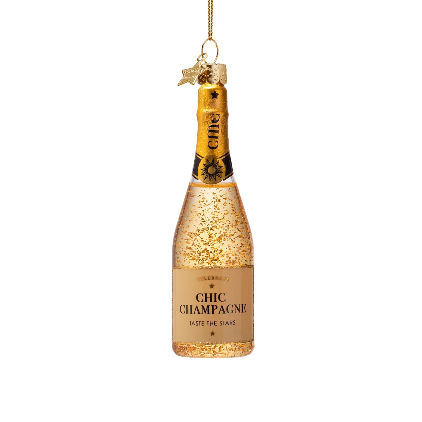 Julekule glitrende Champagneflaske - av Vondels