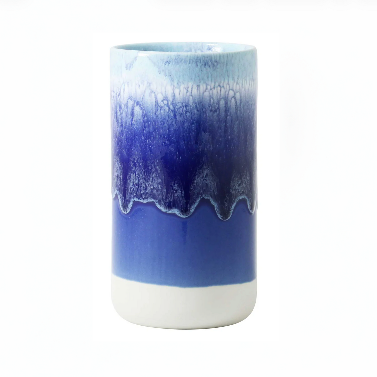 Stash Jar Dolphin - By Studio Arhoj med håndlaget glasur i blå og hvit porselenskrukke på hvit bakgrunn